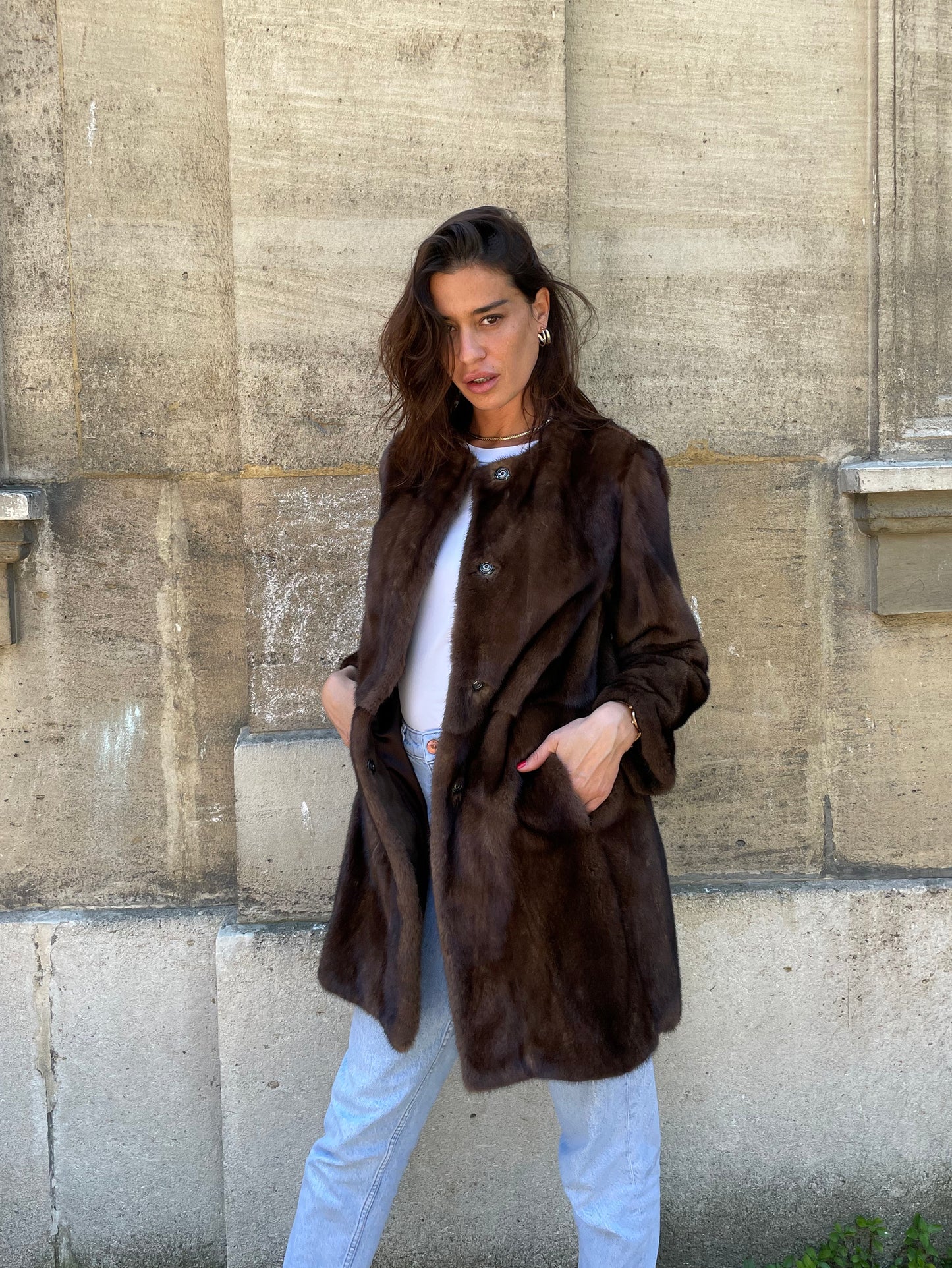 Fourrure de vison Max&Moi marron foncé taille 36 FR.