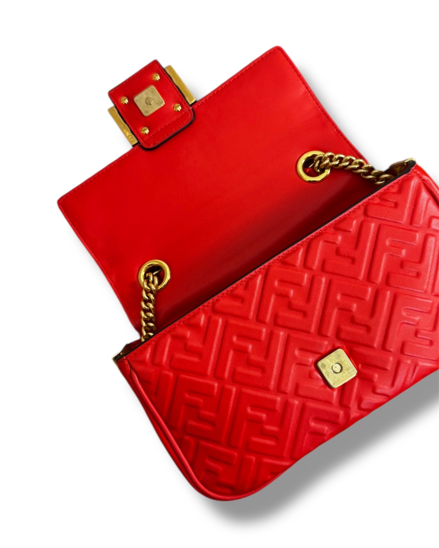 Sac Fendi Baguette chain cuir embossé FF