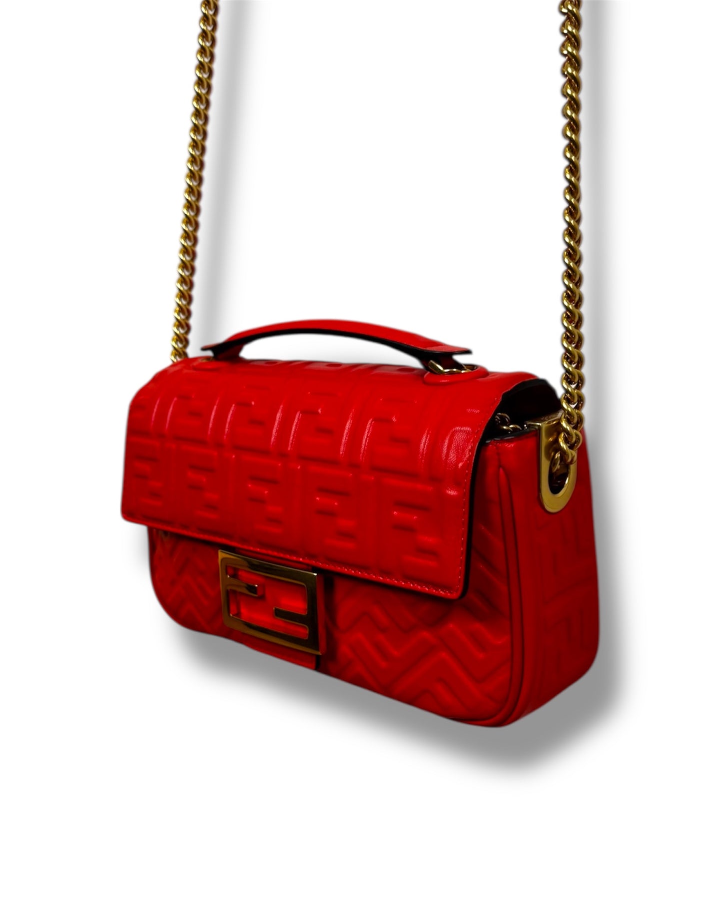 Sac Fendi Baguette chain cuir embossé FF