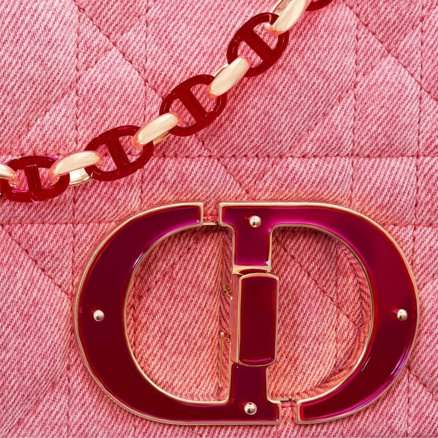 Sac Dior Caro medium denim rose