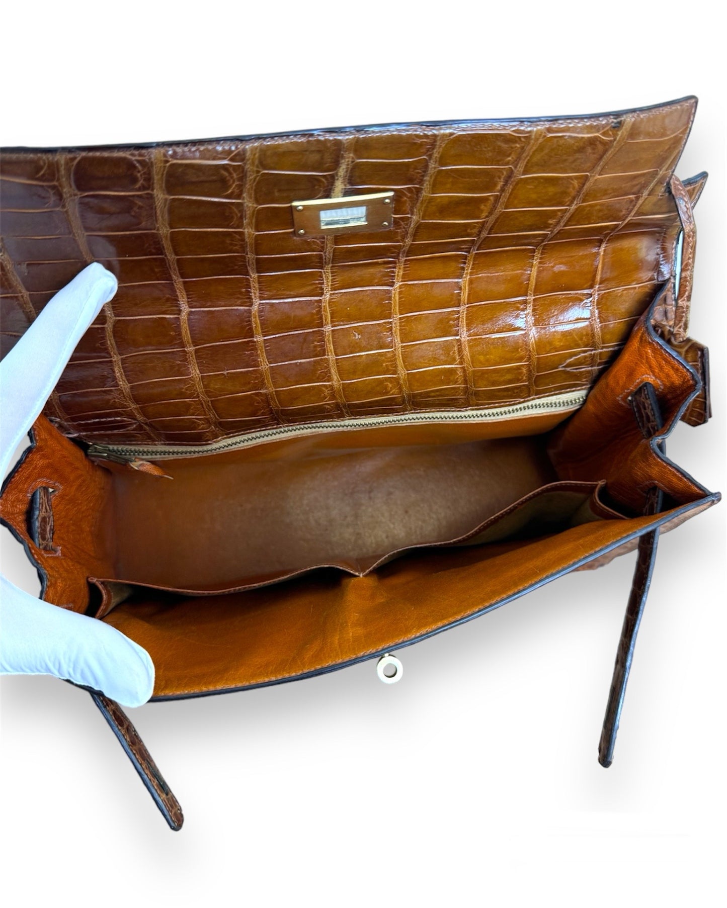 Sac Hermès Kelly 32 crocodile porosus marron
