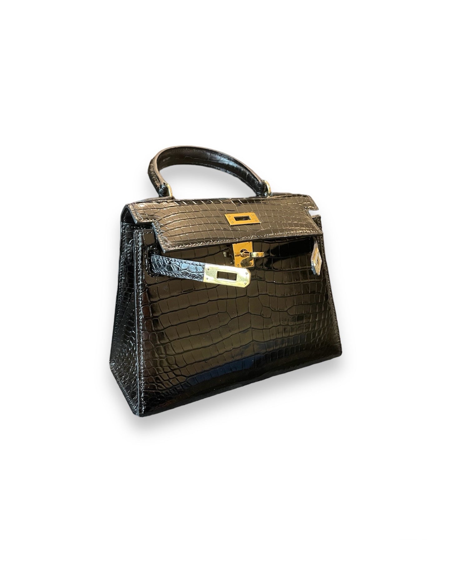 Kelly mini Hermès en crocodile porosus noir
