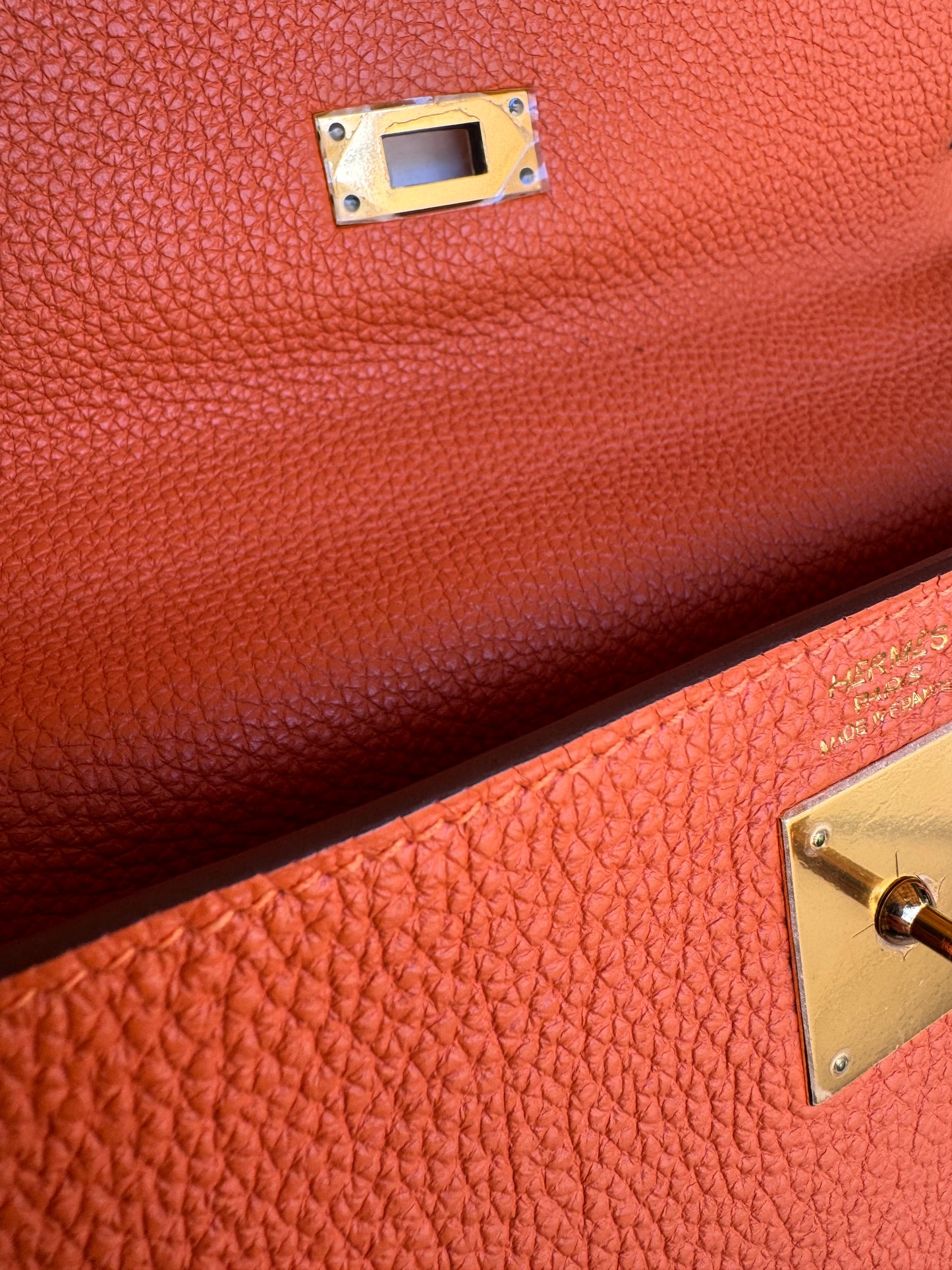 Sac Hermès Kelly 32 en cuir orange