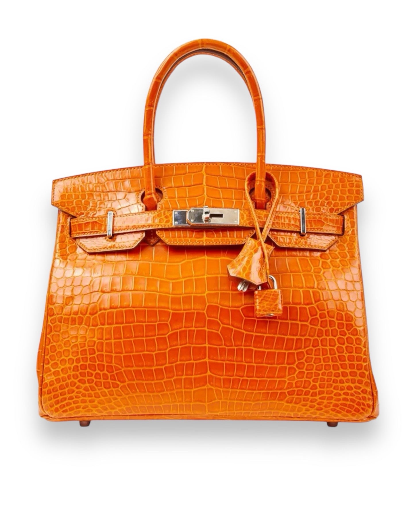Sac Hermès Birkin 30 en cuir Niloticus Crocodile orange