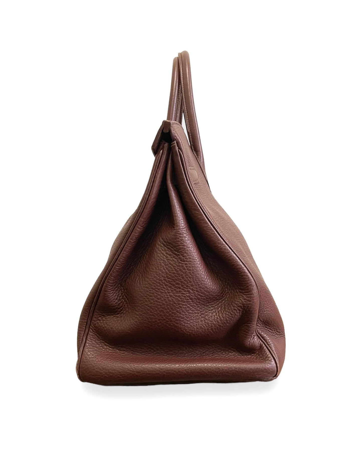 Sublime sac Hermès Birkin 40 en cuir togo cacao et sa bijouterie argentée. Dans un état exceptionnel.