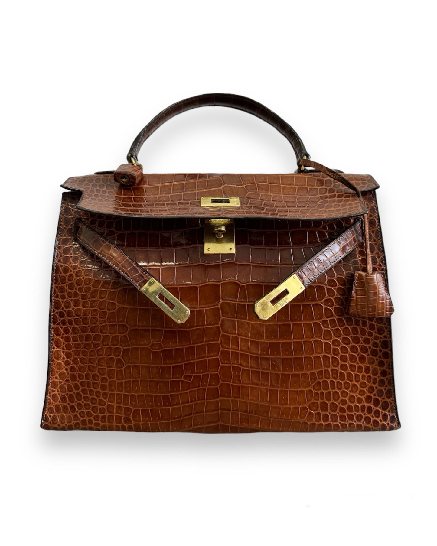 Sac Hermès Kelly 32 crocodile porosus marron