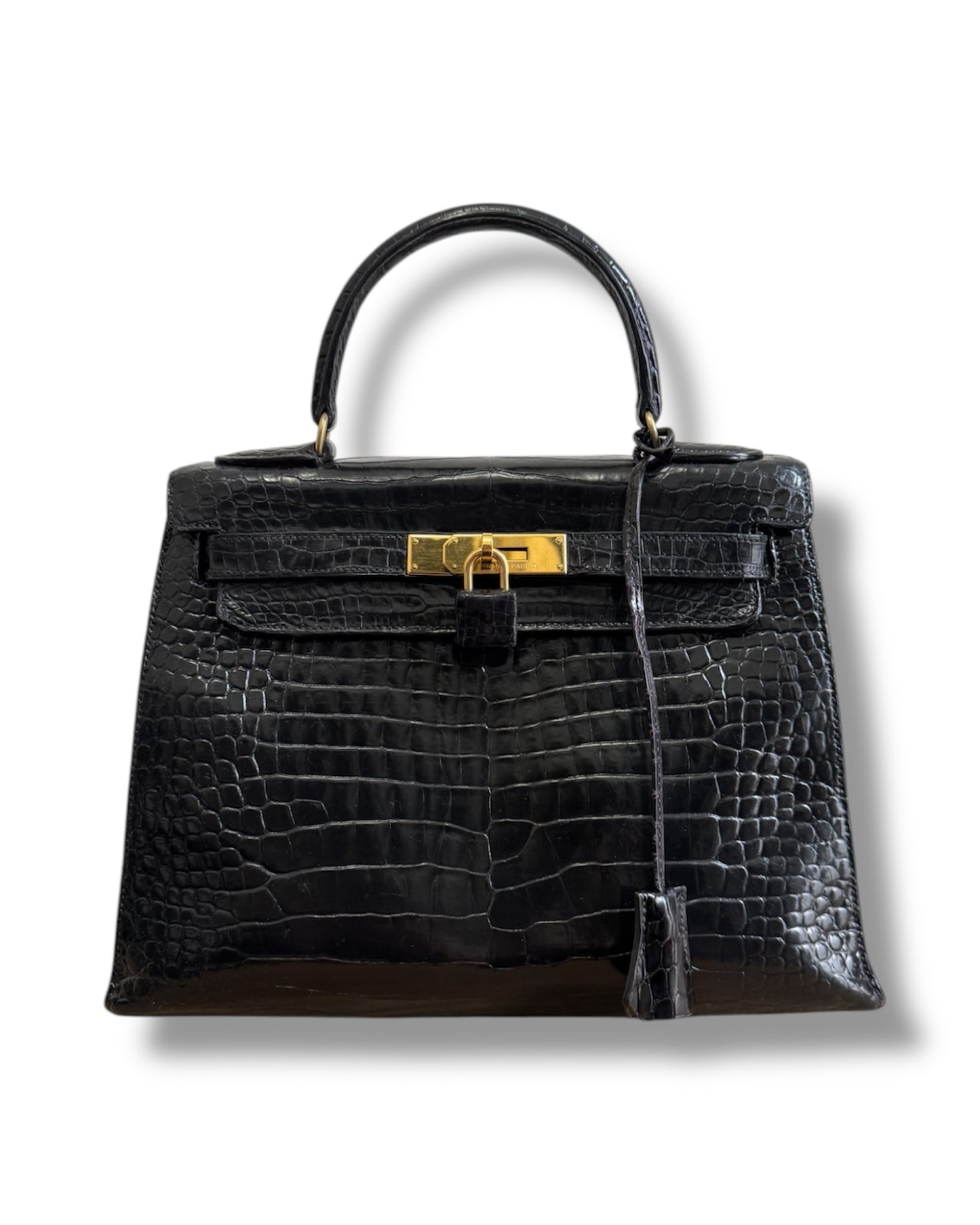 Hermès Kelly 28 en crocodile porosus noir