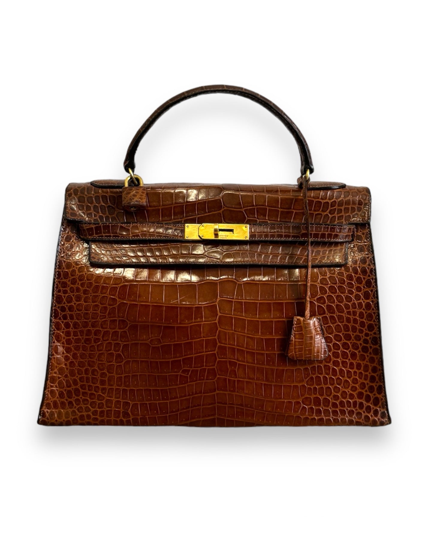 Sac Hermès Kelly 32 crocodile porosus marron