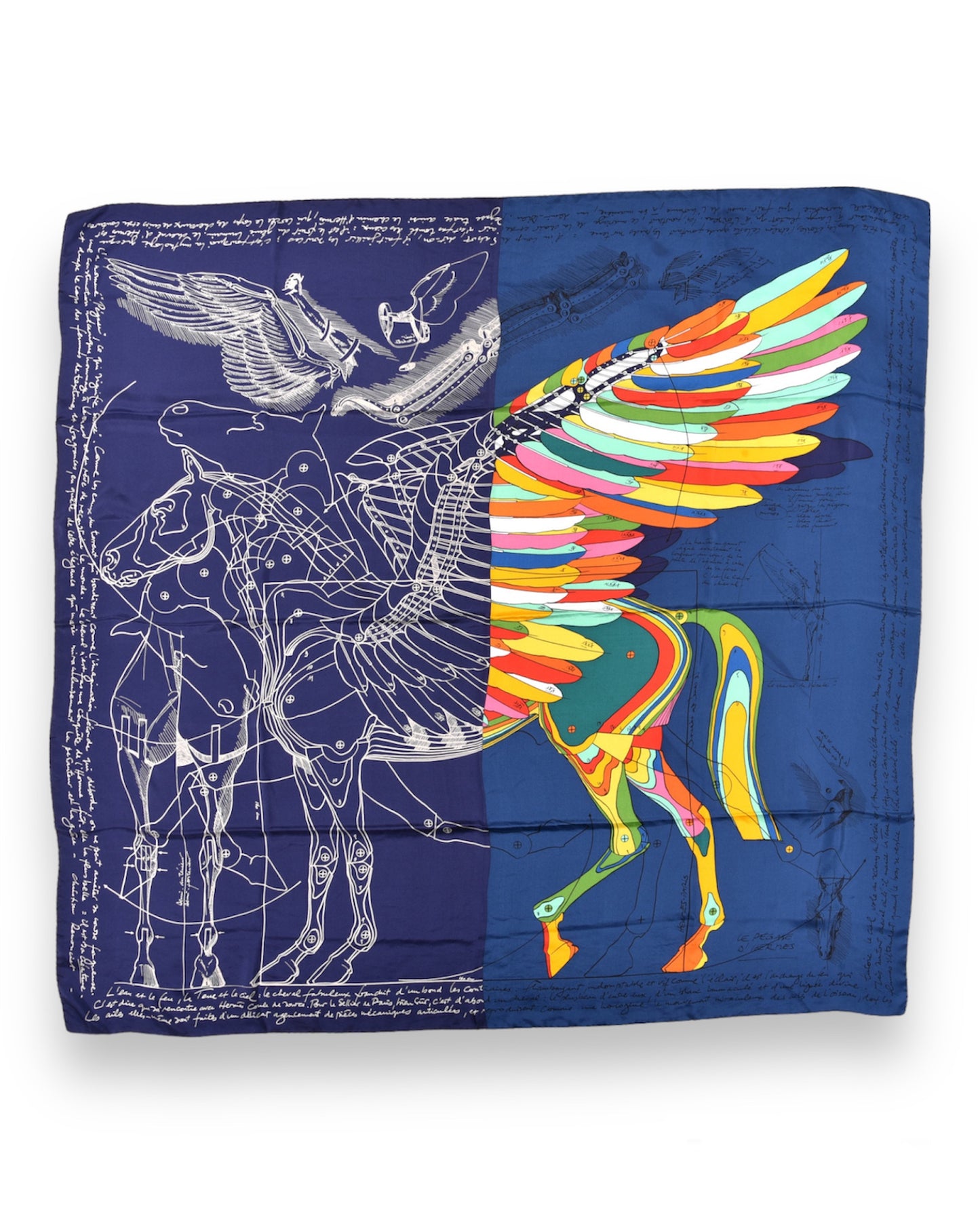 Carré de soie Le Pégase d'Hermès bleu