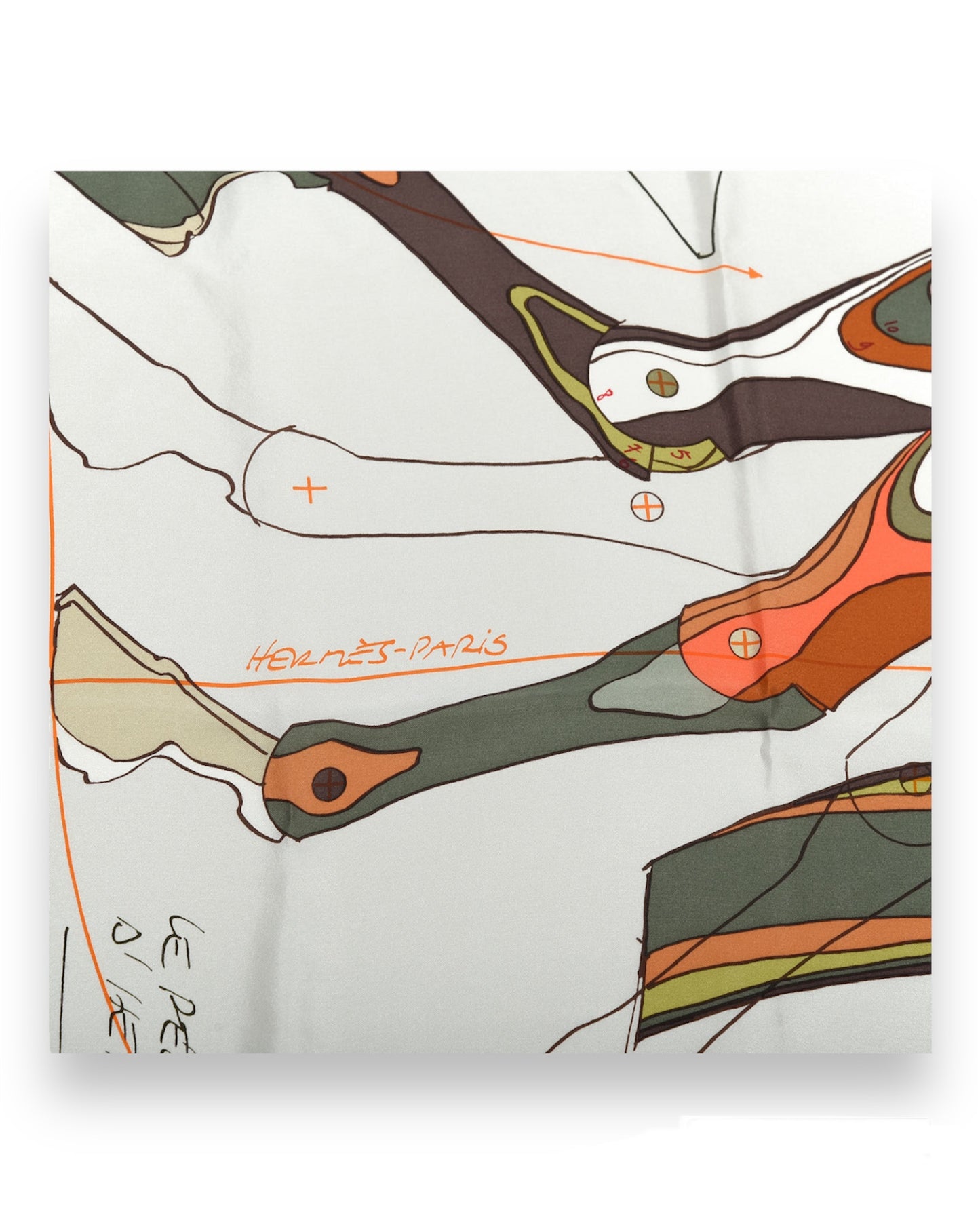 Carré de soie Le Pégase d'Hermès kaki