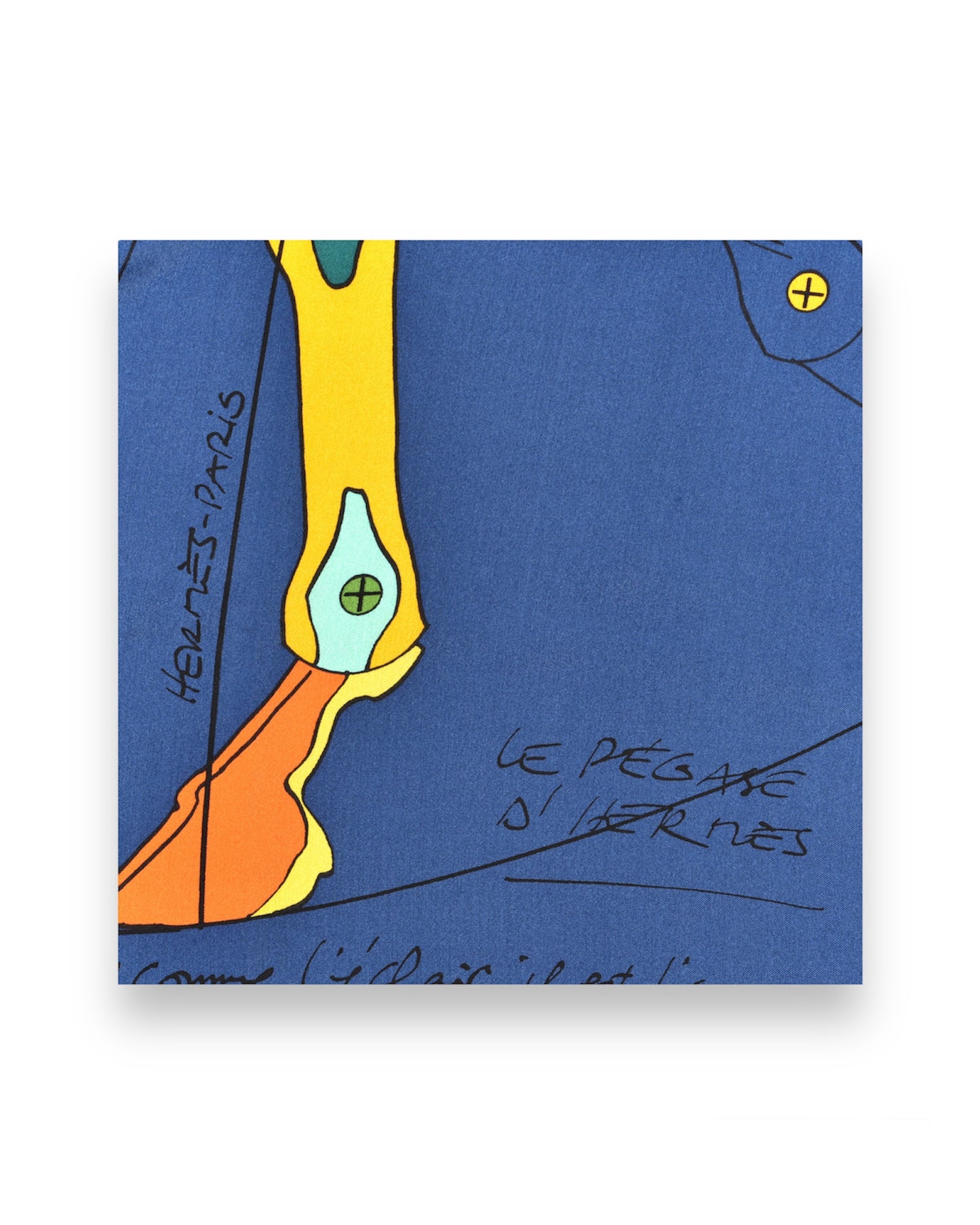 Carré de soie Le Pégase d'Hermès bleu