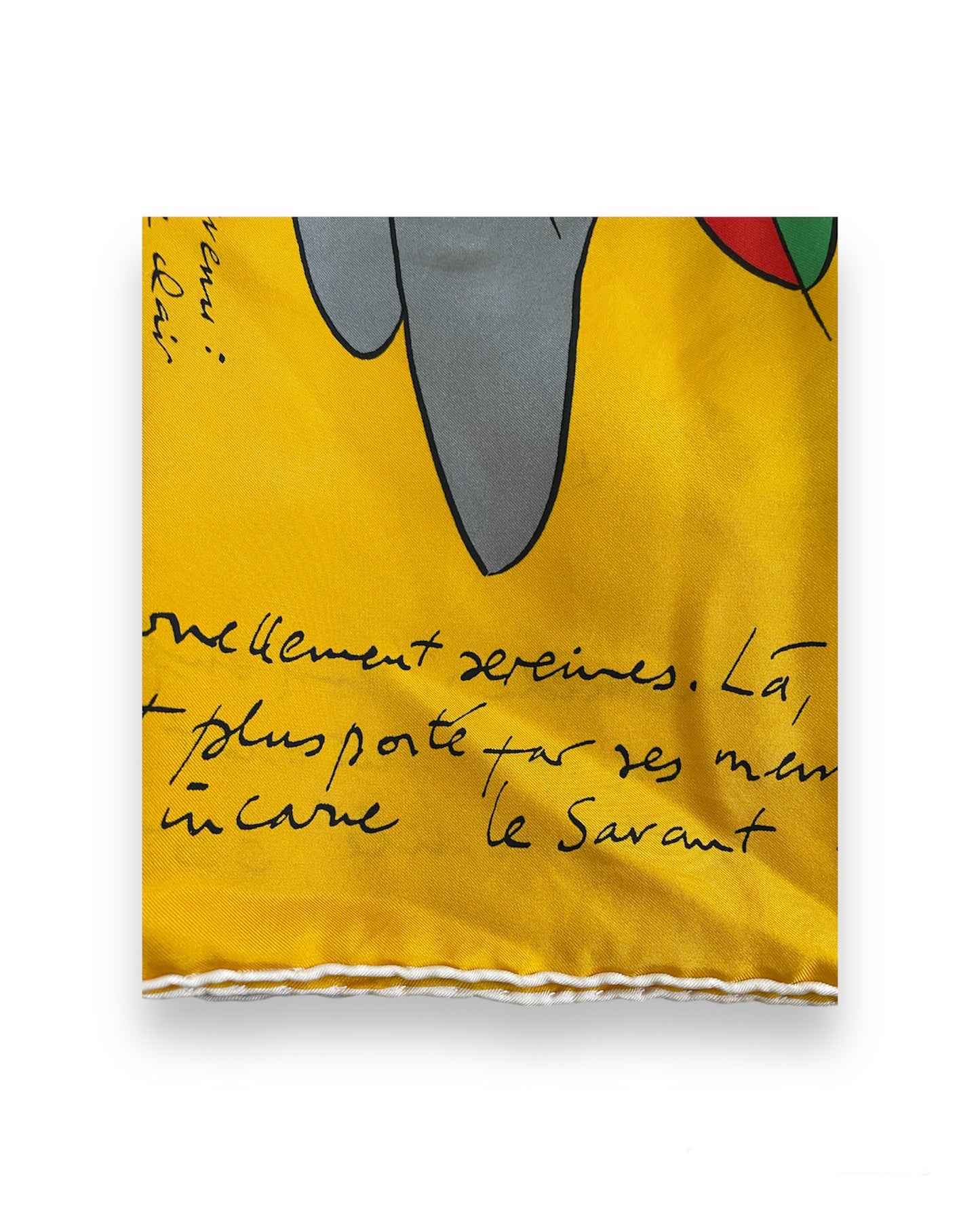 Carré de soie Le Pégase d'Hermès jaune et gris