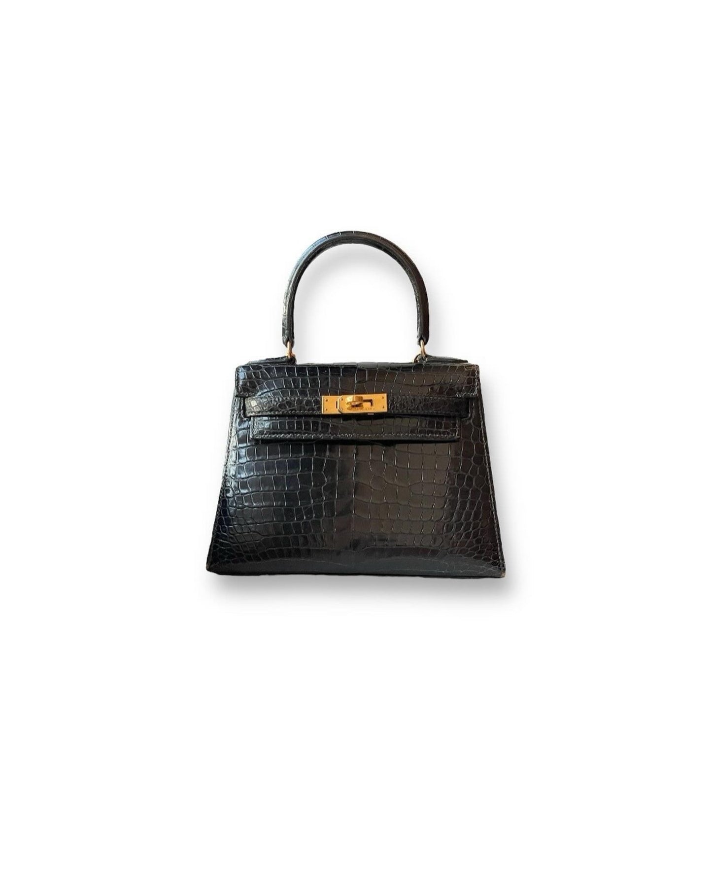 Kelly mini Hermès en crocodile porosus noir