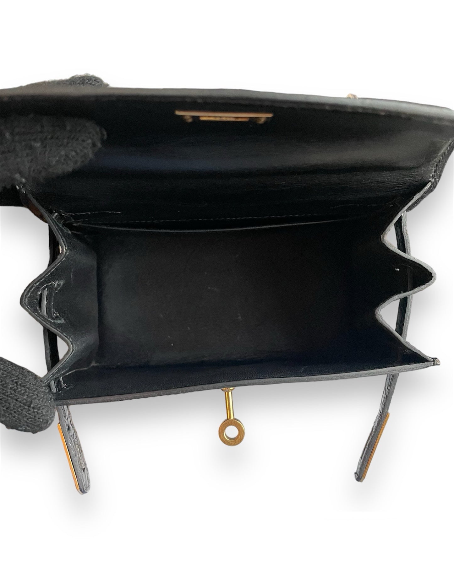 Kelly mini Hermès en crocodile porosus noir