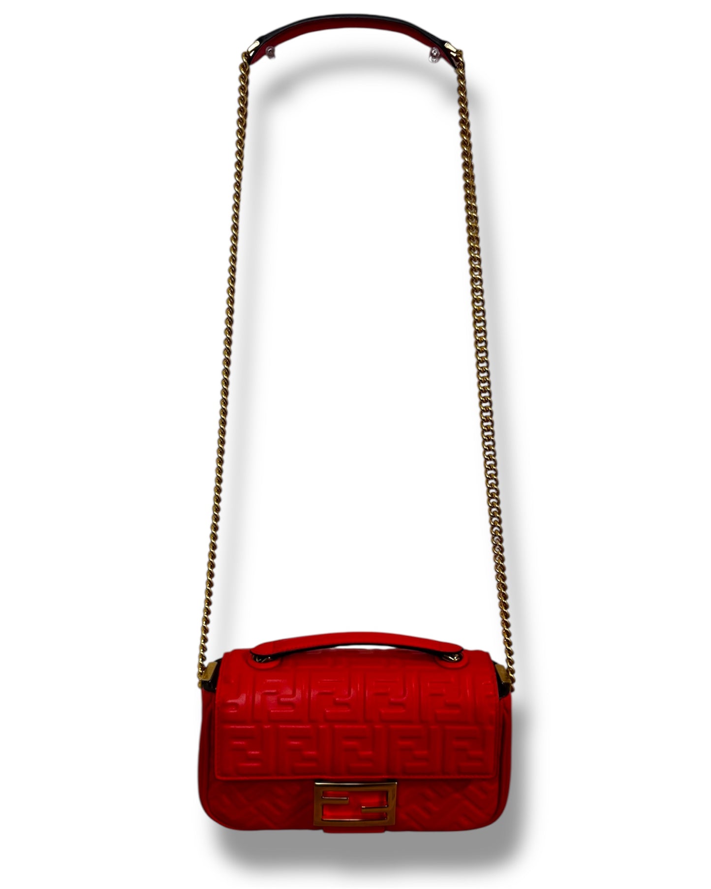 Sac Fendi Baguette chain cuir embossé FF