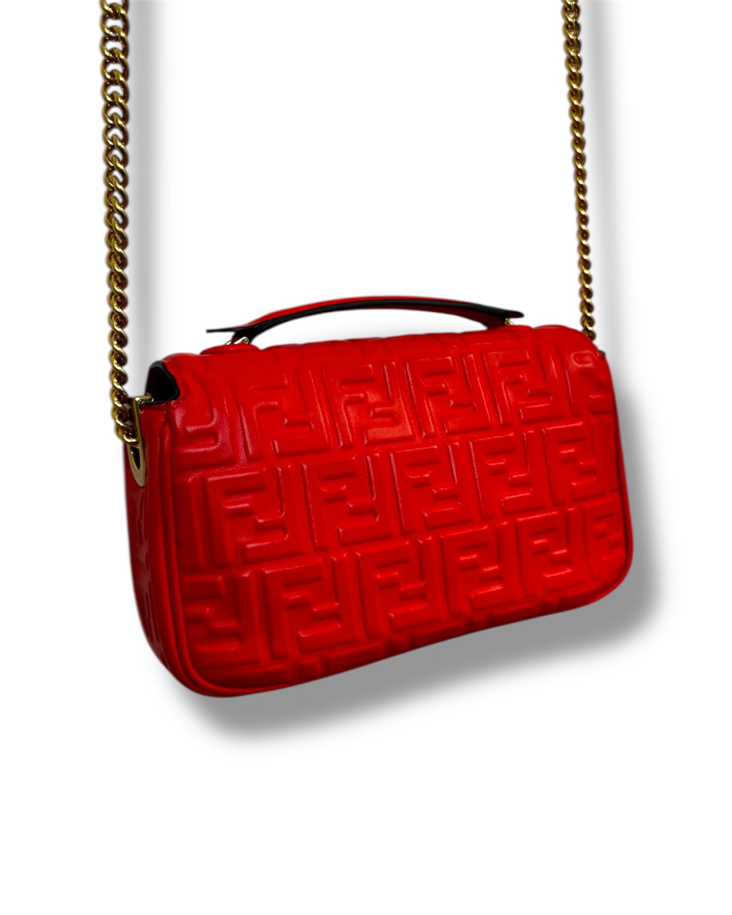 Sac Fendi Baguette chain cuir embossé FF