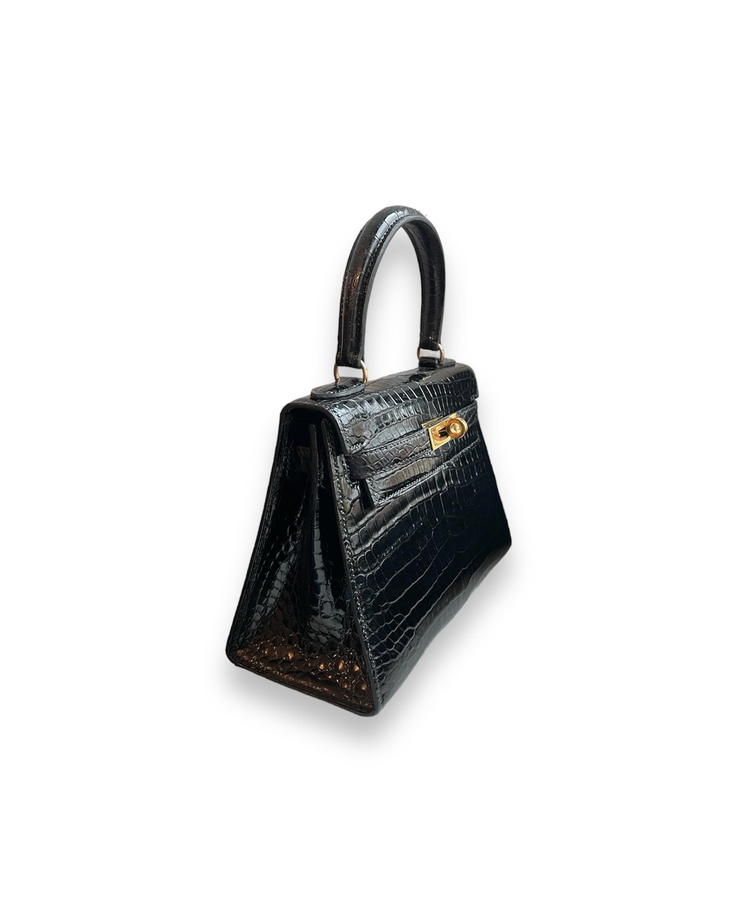 Kelly mini Hermès en crocodile porosus noir