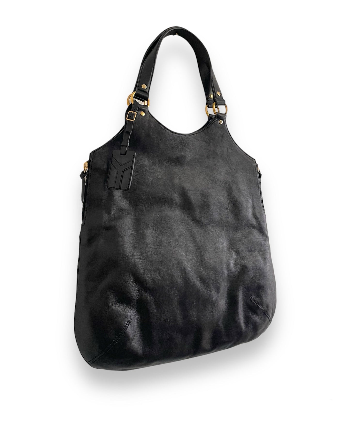 Sac Yves Saint Laurent Metropolis Tribute en cuir de veau noir.