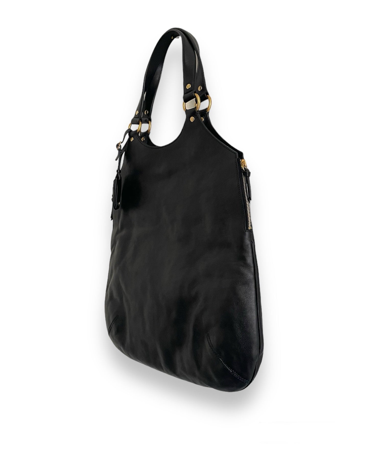 Sac Yves Saint Laurent Metropolis Tribute en cuir de veau noir.