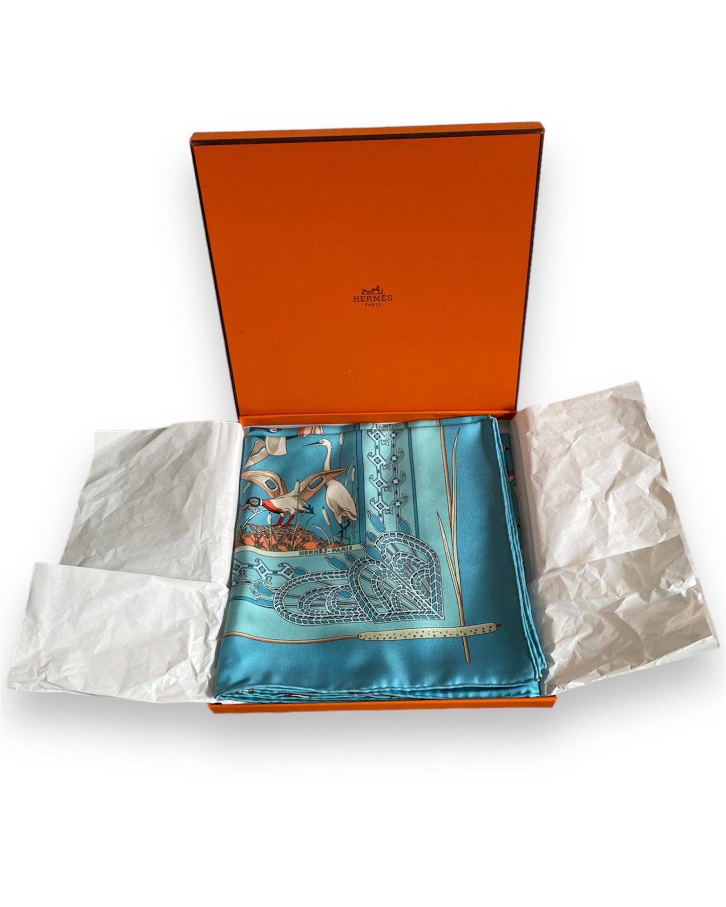 Carré de soie Hermès "Libres comme l'air" signé Annie FAIVRE