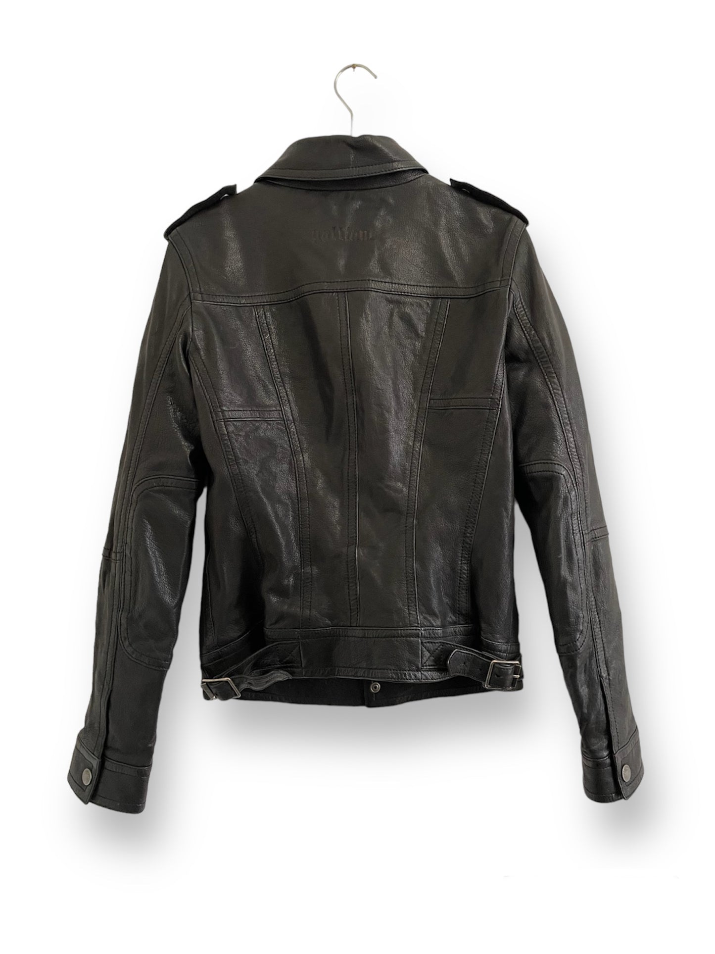 Veste Galliano en cuir noir