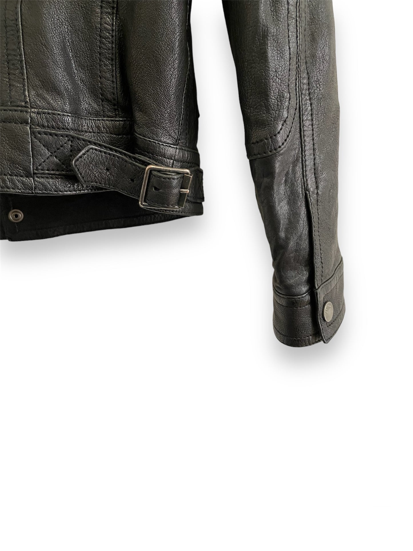 Veste Galliano en cuir noir
