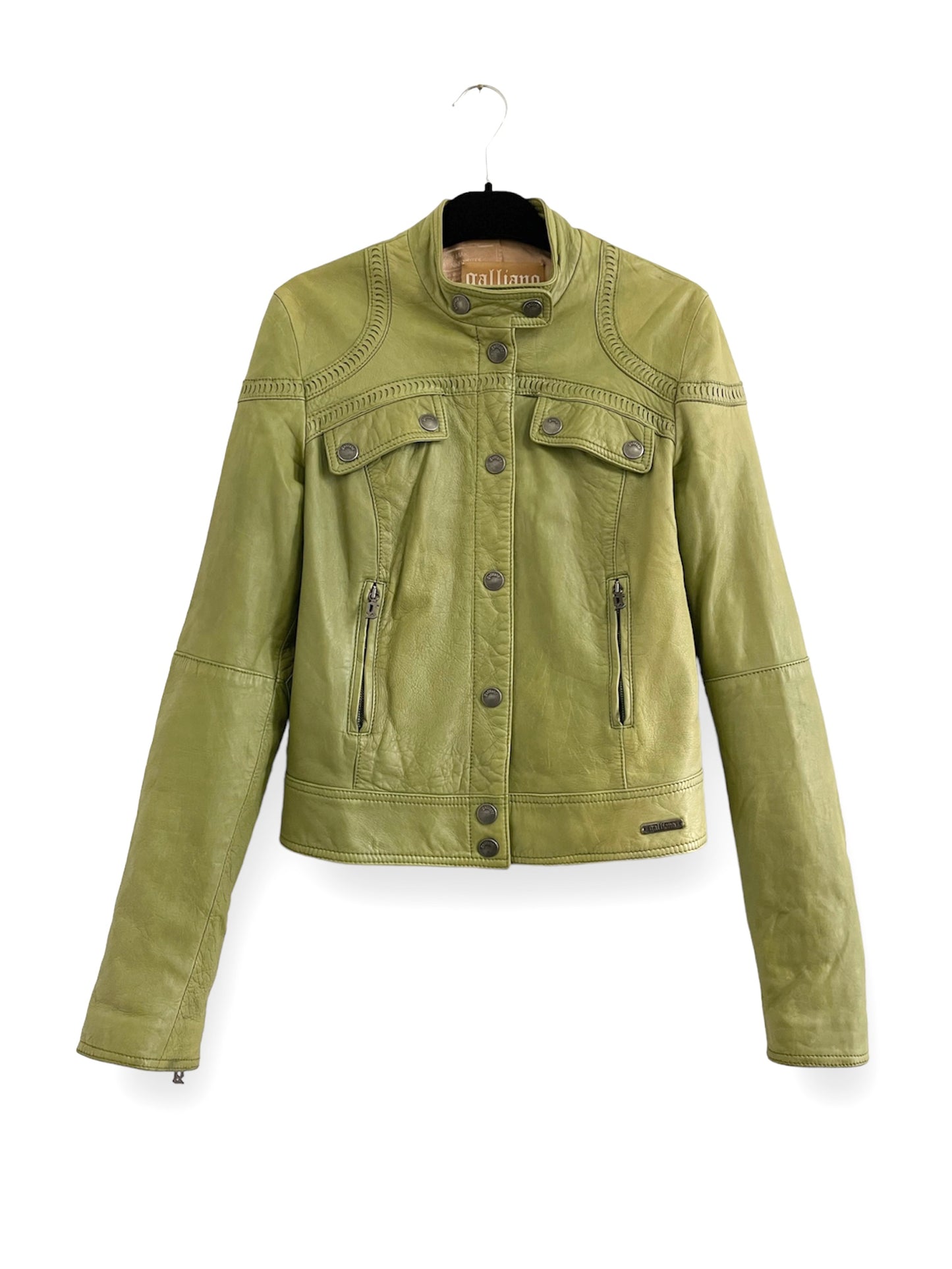 Veste Galliano en cuir vert