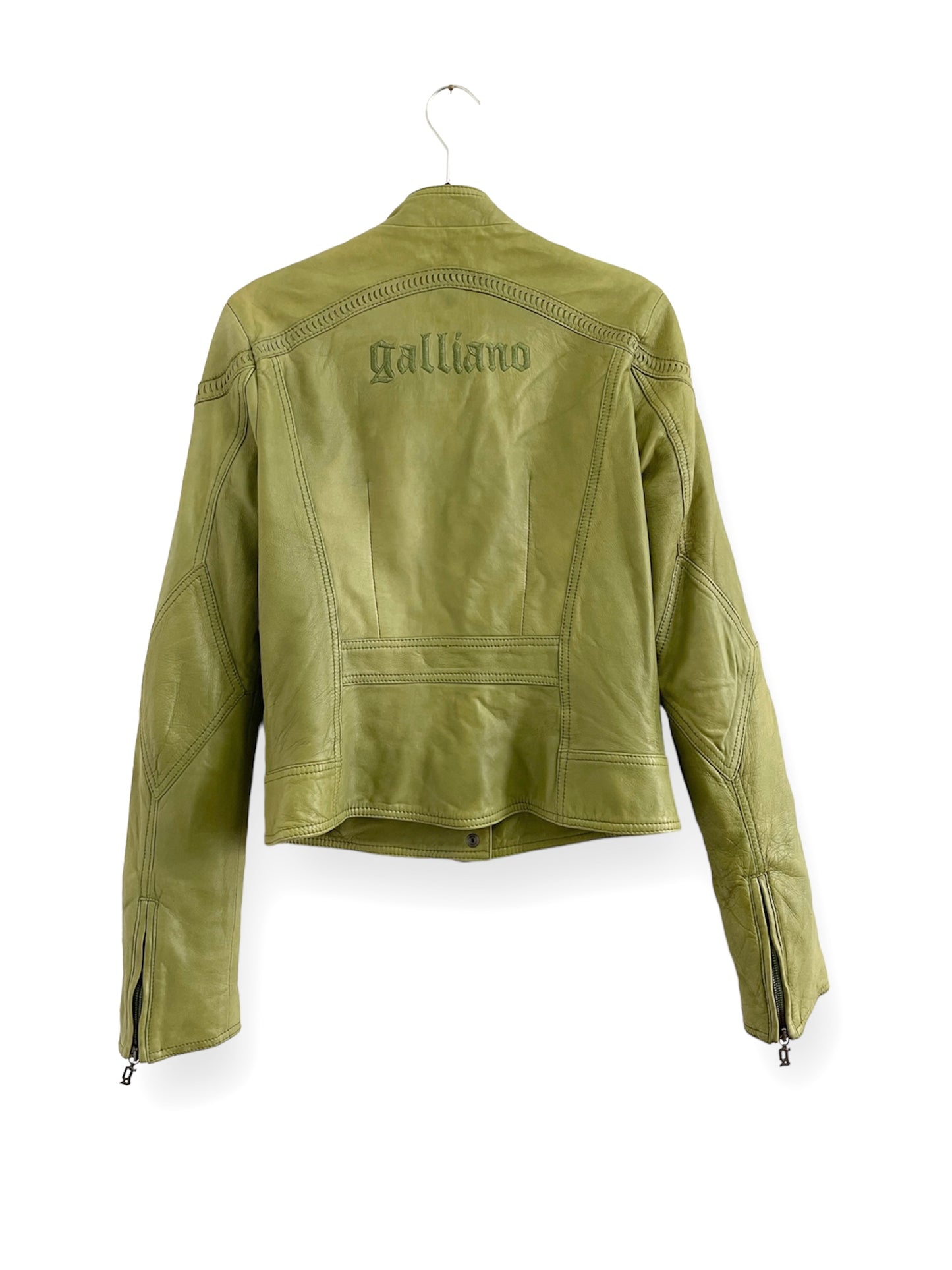 Veste Galliano en cuir vert