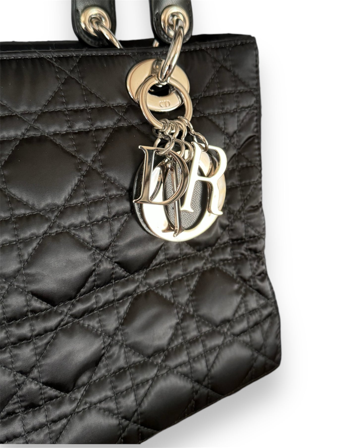 Sac Lady Dior en nylon et cuir noir