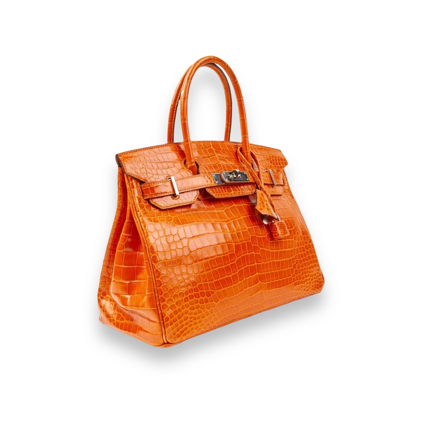 Sac Hermès Birkin 30 en cuir Niloticus Crocodile orange