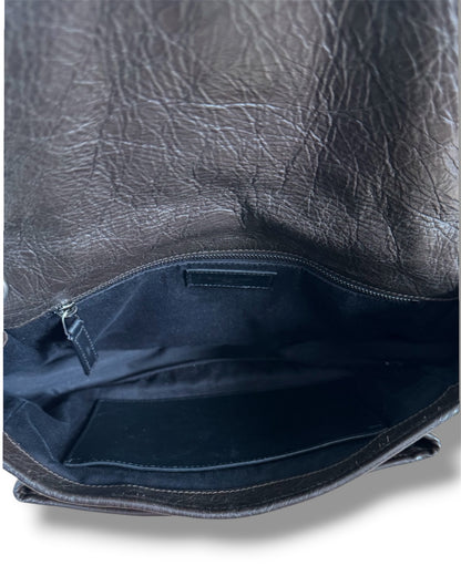 Sac Saint Laurent Niki medium cuir froissé marron