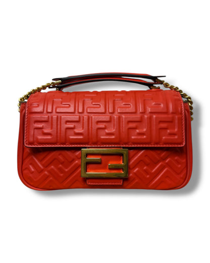 Sac Fendi Baguette chain cuir embossé FF
