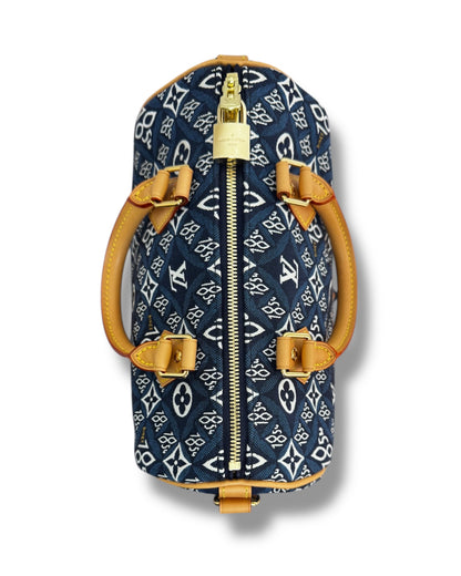 Sac Louis Vuitton Speedy 25 jacquard denim bleu