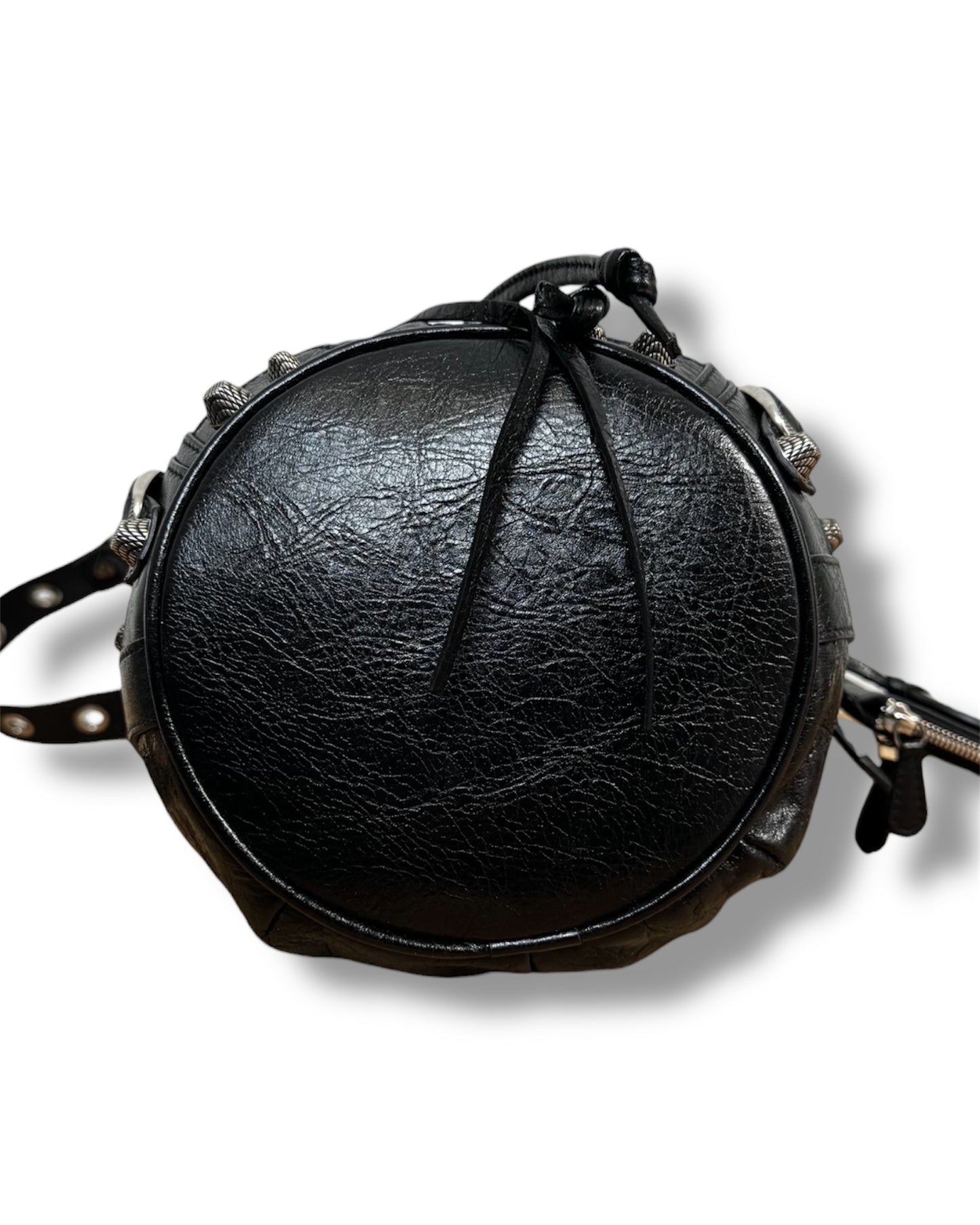 Sac Balenciaga seau Le Cagole en cuir noir