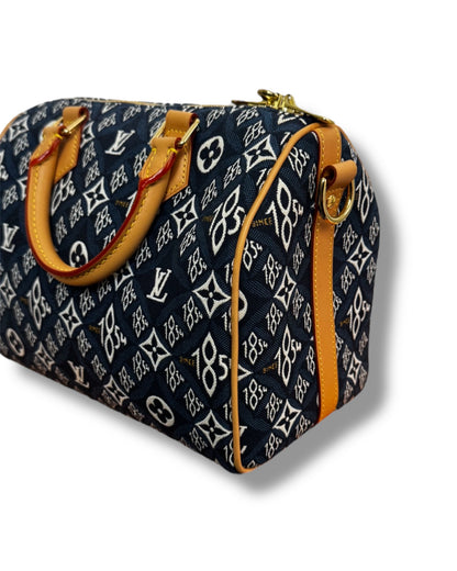 Sac Louis Vuitton Speedy 25 jacquard denim bleu