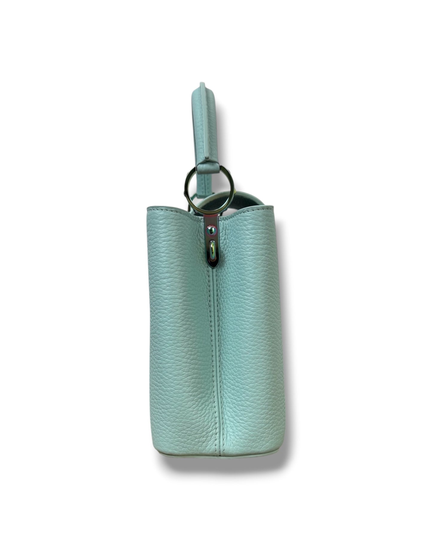 Sac Louis Vuitton Capucines BB en cuir turquoise