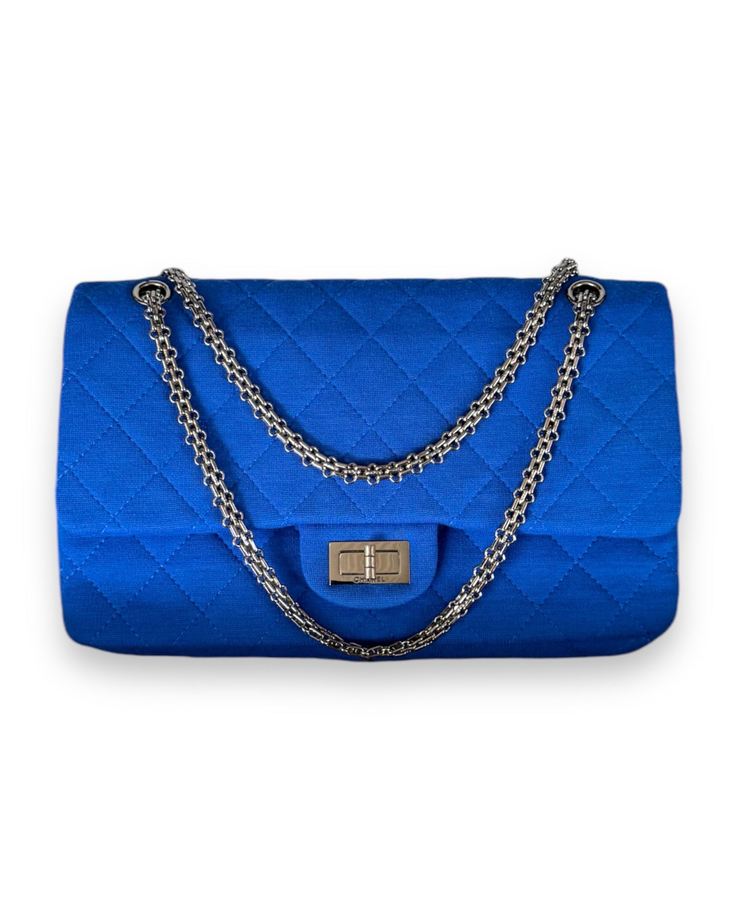 Sac Chanel 2.55 en jersey bleu