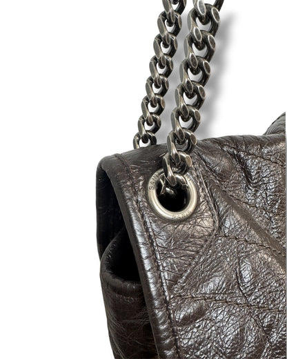 Sac Saint Laurent Niki medium cuir froissé marron