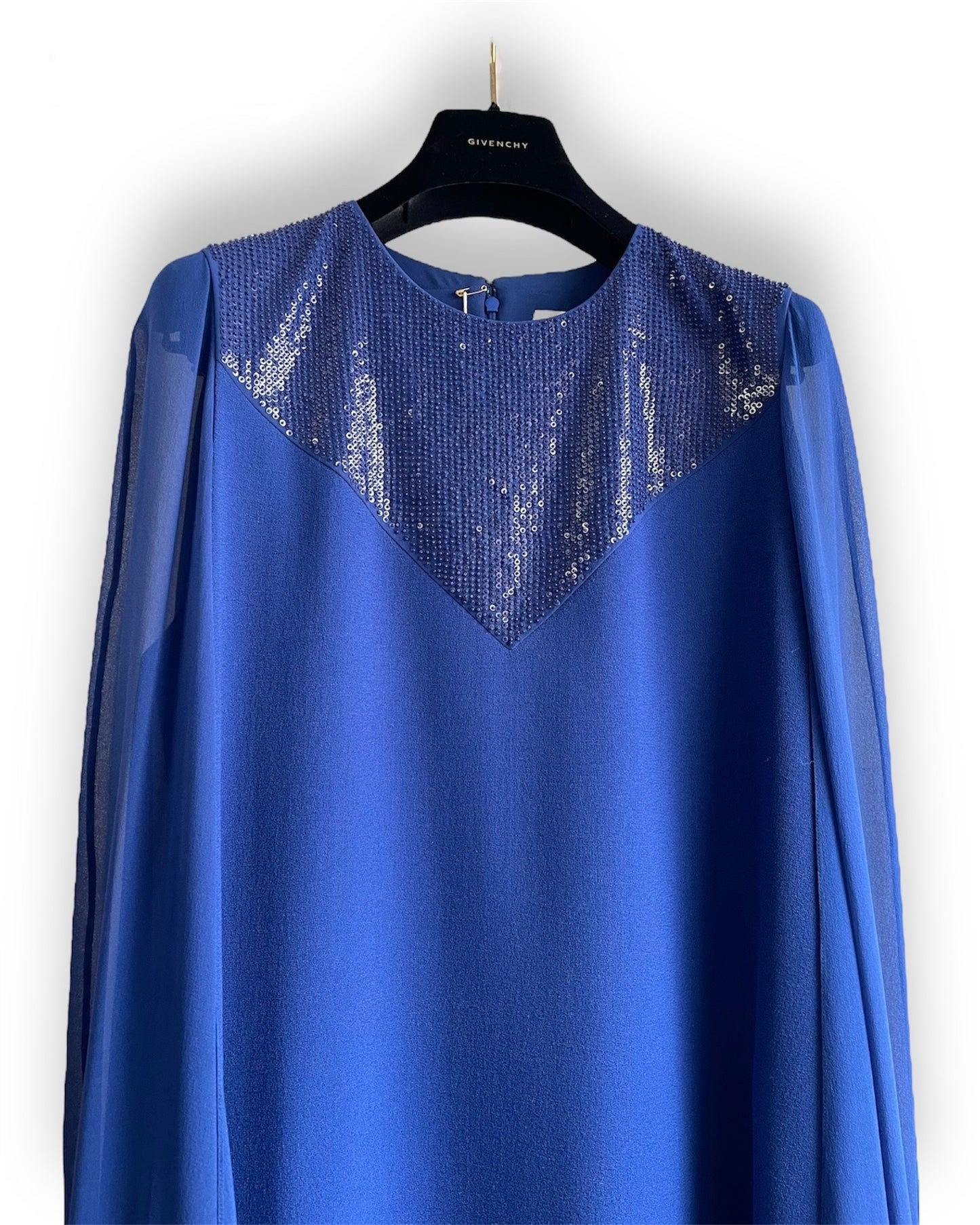 Robe longue cape Givenchy bleu roi