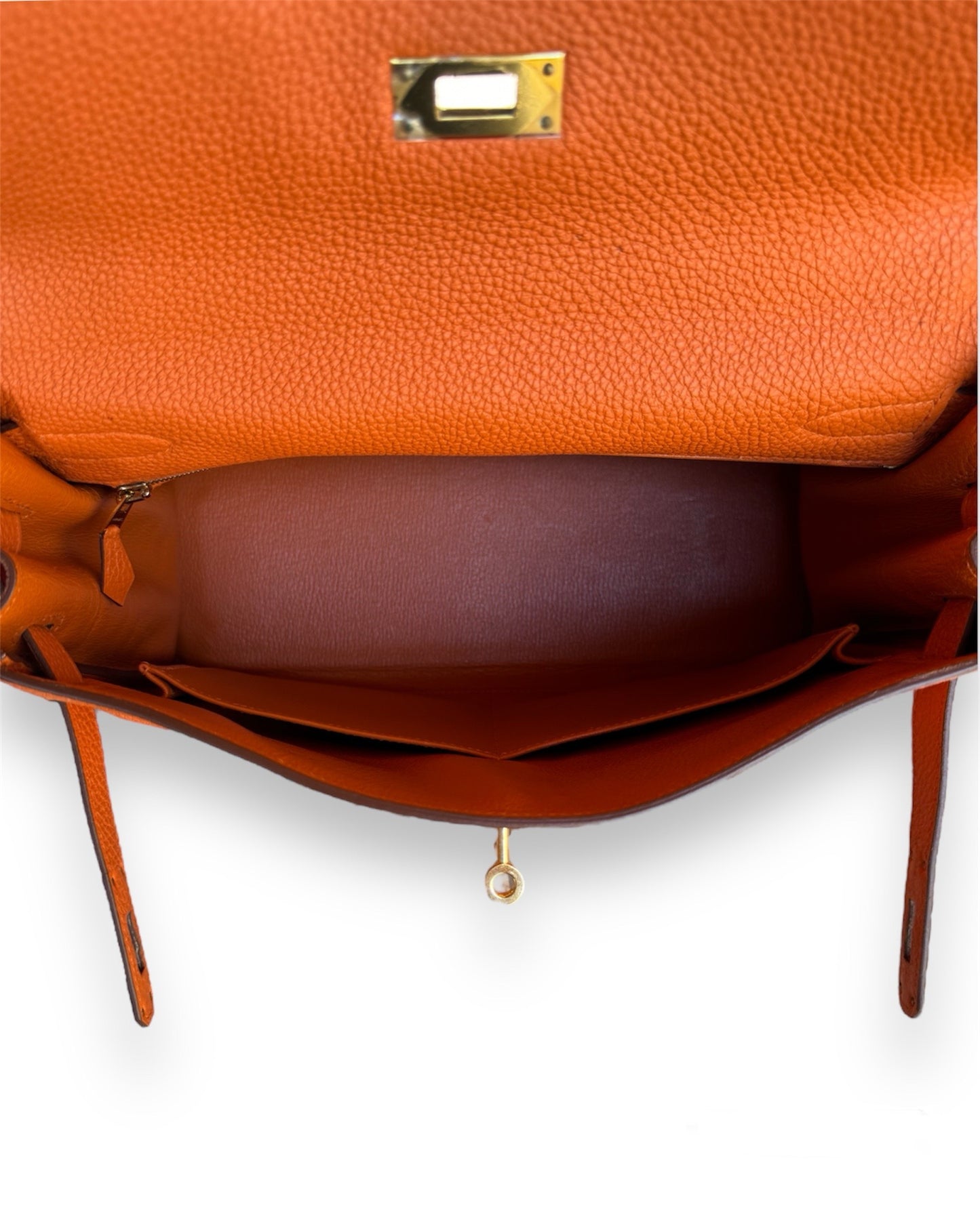 Sac Hermès Kelly en cuir orange