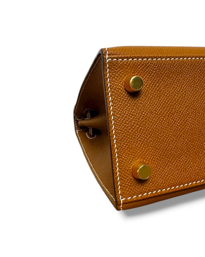 Sac Hermès Kelly 25 sellier cuir epsom gold