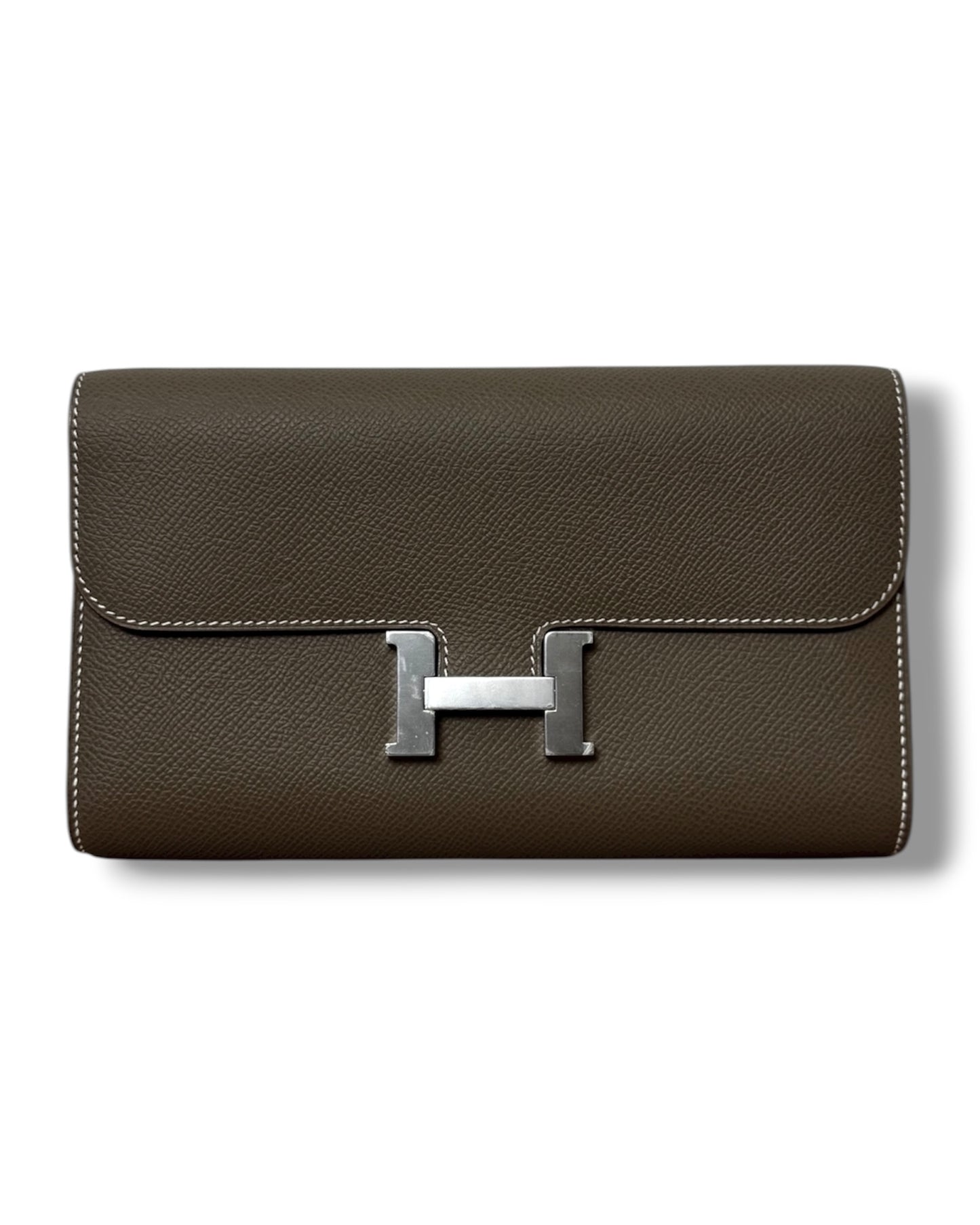 Pochette Hermès Constance To Go en cuir epsom taupe