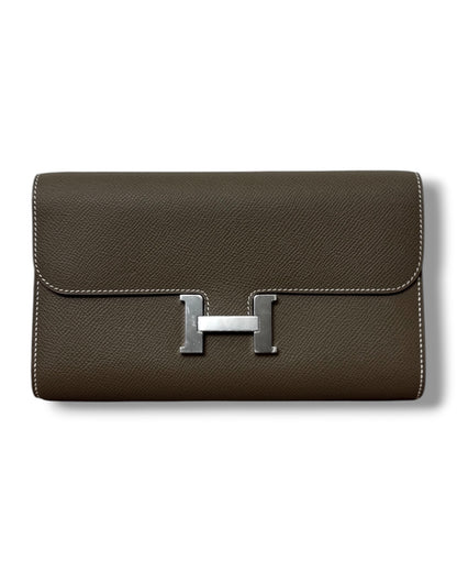 Pochette Hermès Constance To Go en cuir epsom taupe
