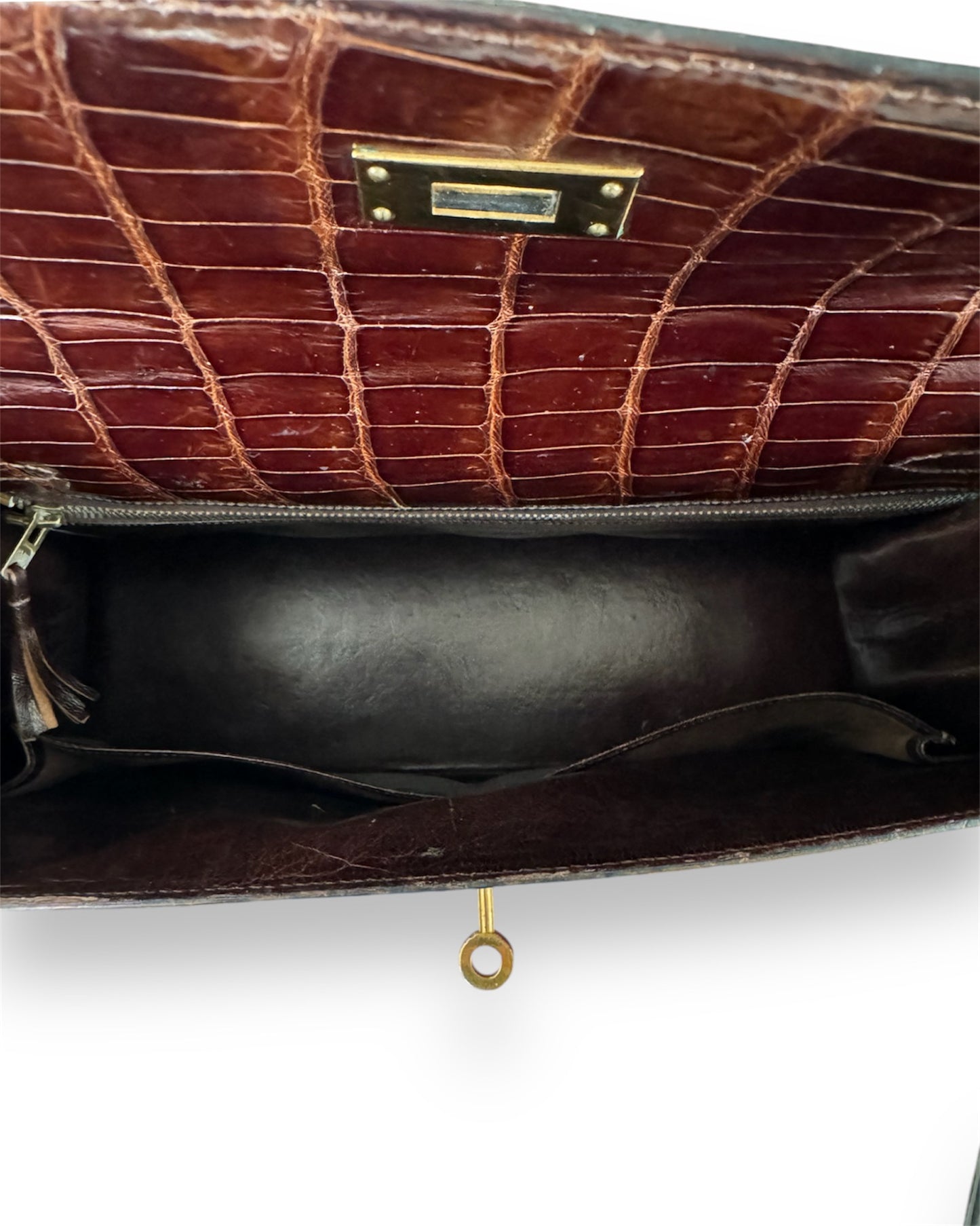 Sac Hermès Kelly 32 crocodile porosus marron