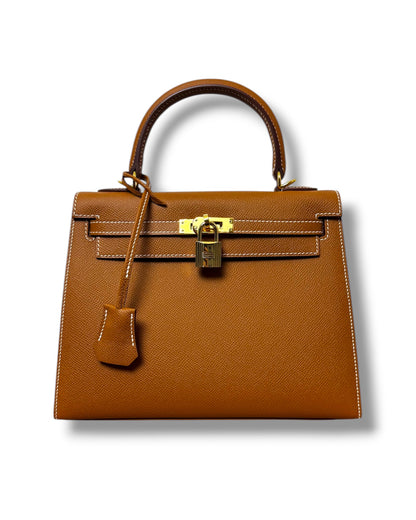 Sac Hermès Kelly 25 sellier cuir epsom gold