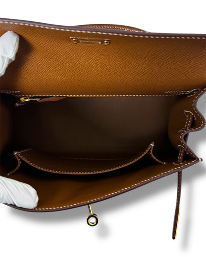 Sac Hermès Kelly 25 sellier cuir epsom gold