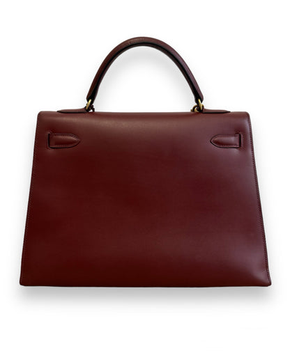 Sac Hermès Kelly box 32 bordeaux