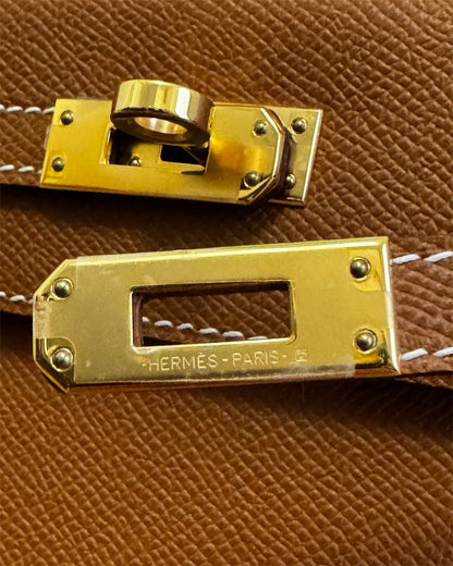 Sac Hermès Kelly 25 sellier cuir epsom gold