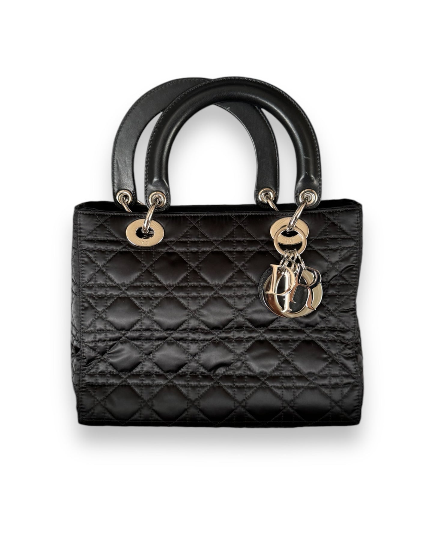 Sac Lady Dior en nylon et cuir noir