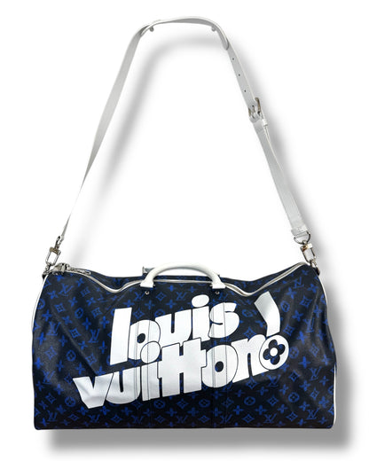 Sac Louis Vuitton Keepall 55 monogram bleu